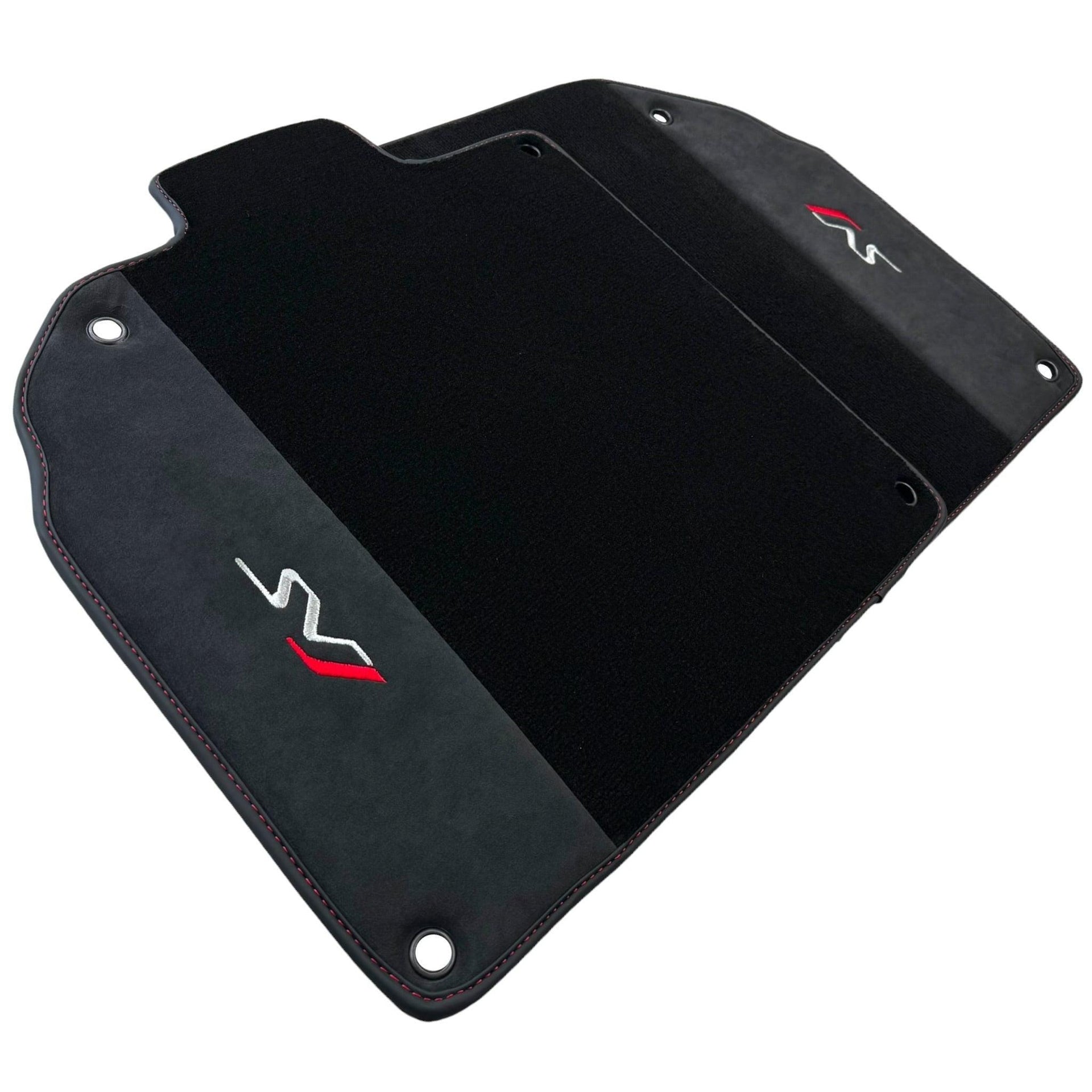 Black Floor Mats for Lamborghini Aventador SVJ with Alcantara Leather - AutoWin