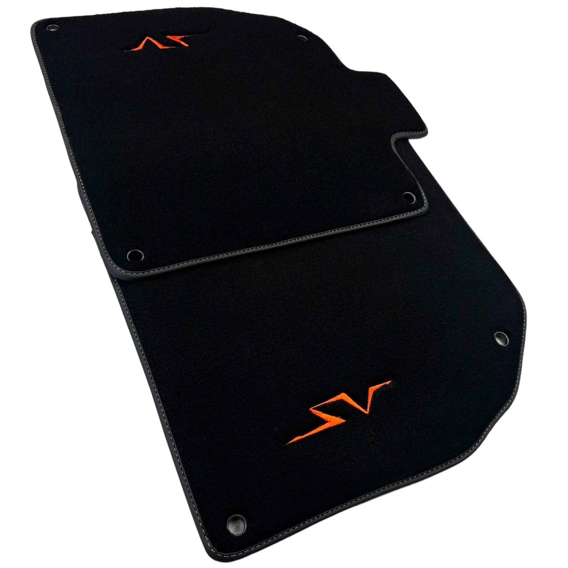 Black Floor Mats for Lamborghini Aventador SV | Orange Edition - AutoWin
