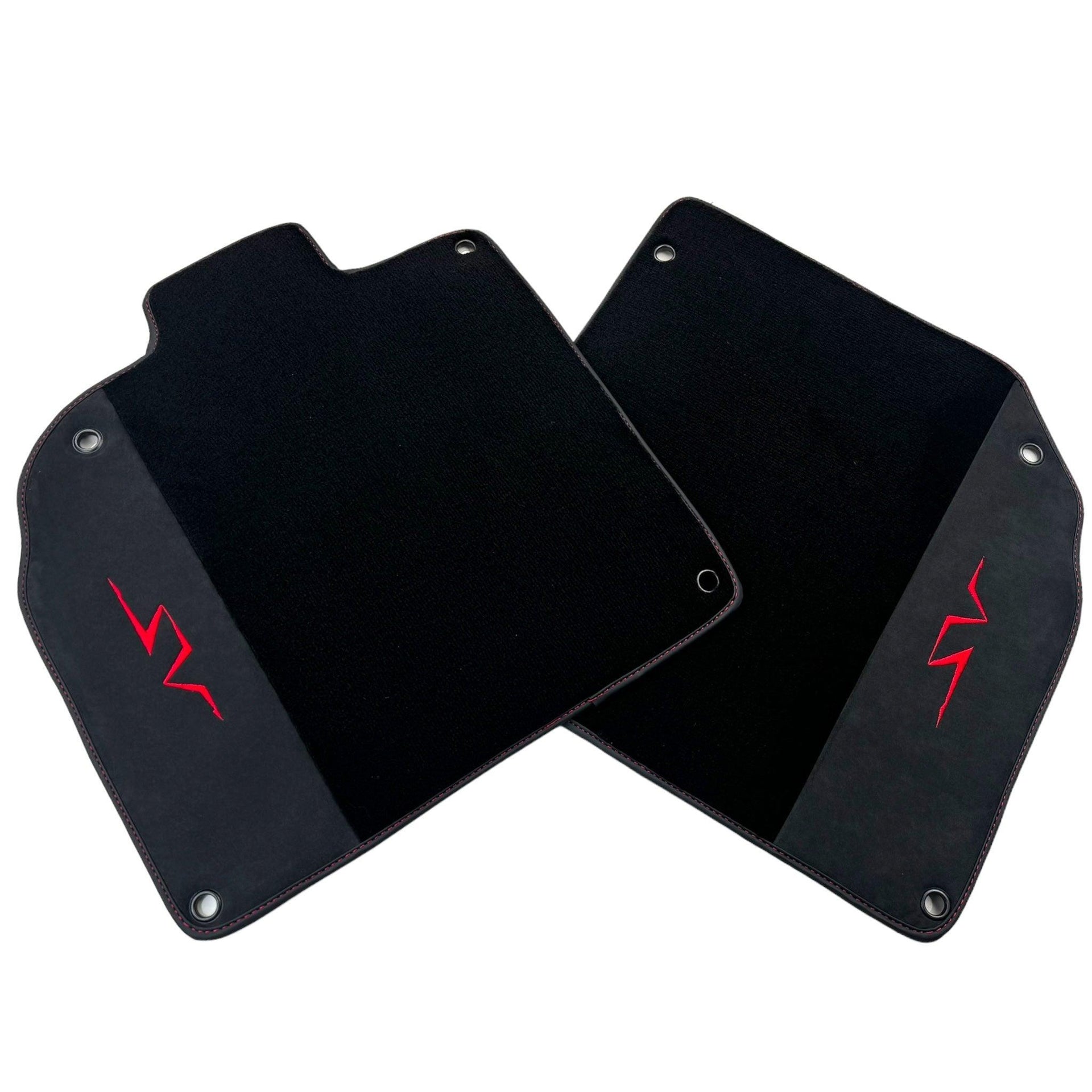 Black Floor Mats for Lamborghini Aventador SV with Alcantara Leather - AutoWin