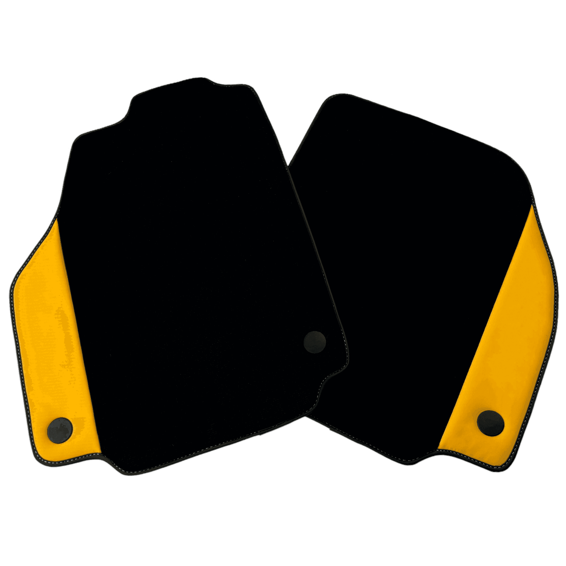 Black Floor Mats for Ferrari 488 Pista Spider (2019-2021) with Yellow Leather - AutoWin