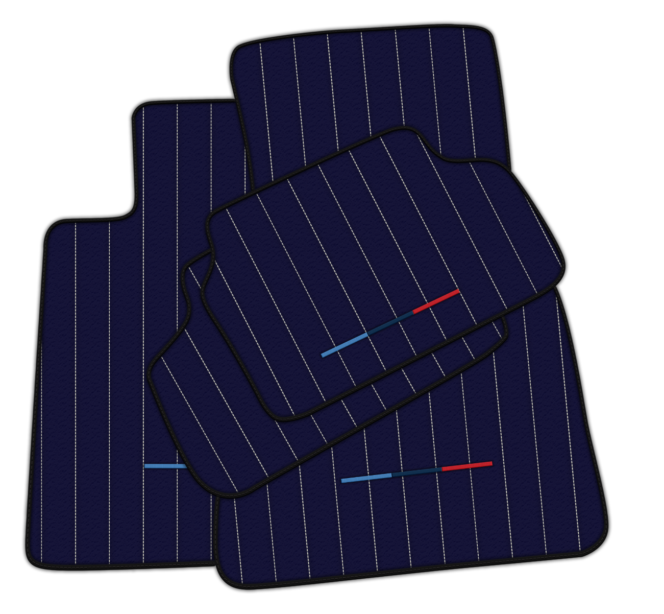 Customized Design Dark Blue Leather Floor Mats for BMW G20 4-door Sedan (2019-2024) with Line Pattern