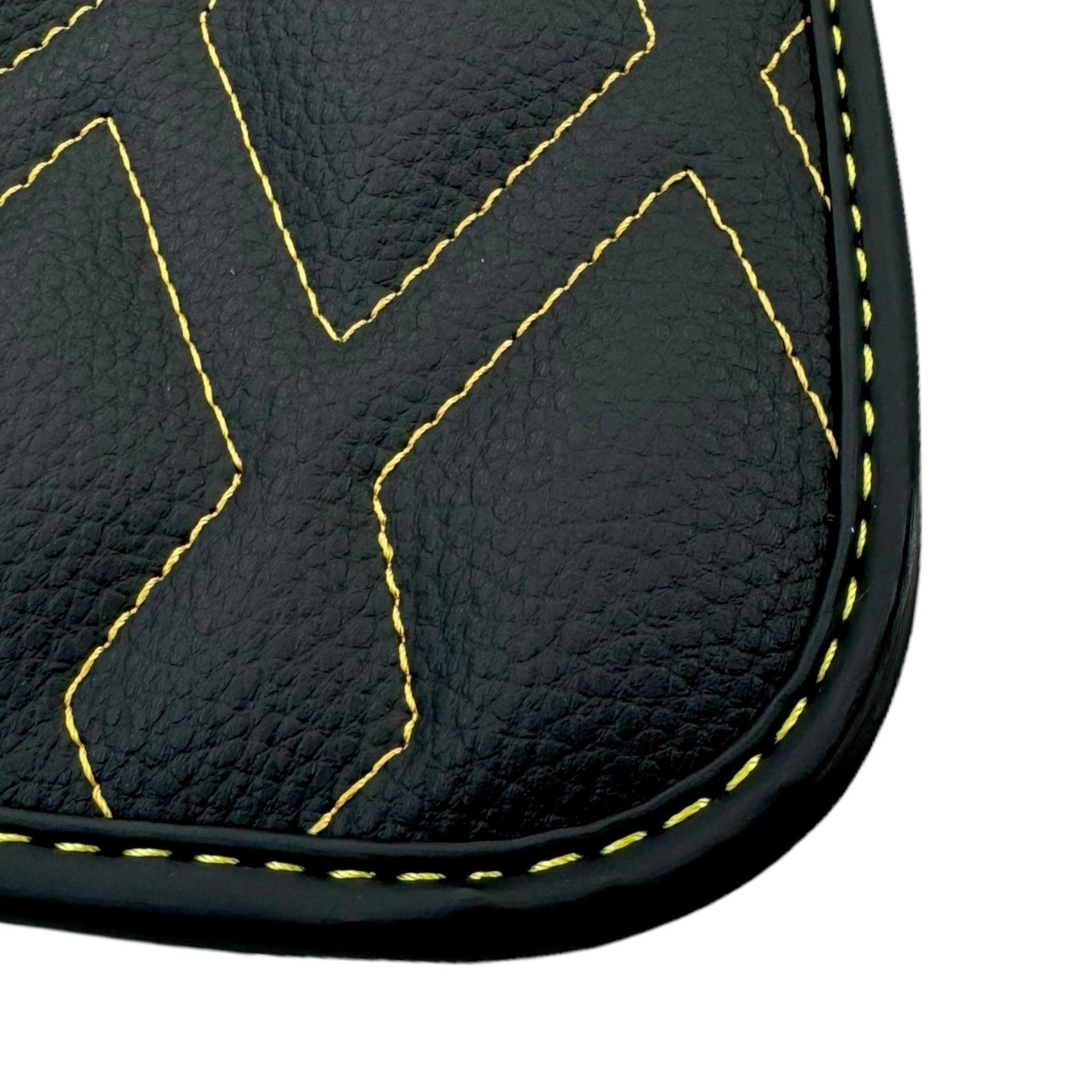 Black Leather Floor Mats for Rolls-Royce Dawn (2016-2023) ER56 Design - AutoWin