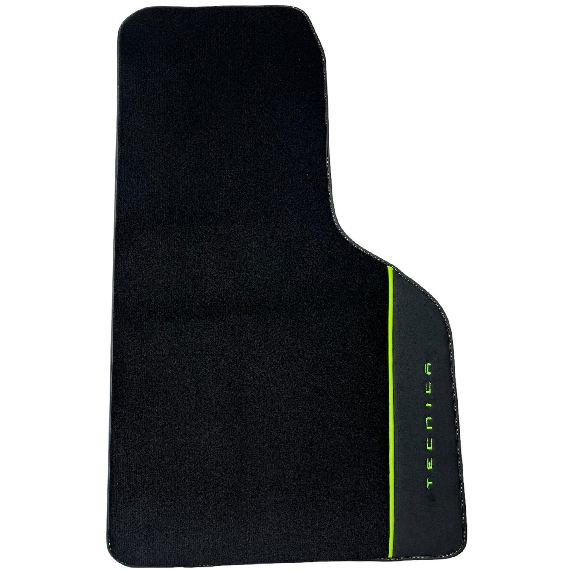 Black Floor Mats for Lamborghini Huracan Tecnica with Alcantara Leather | Green Edition - AutoWin