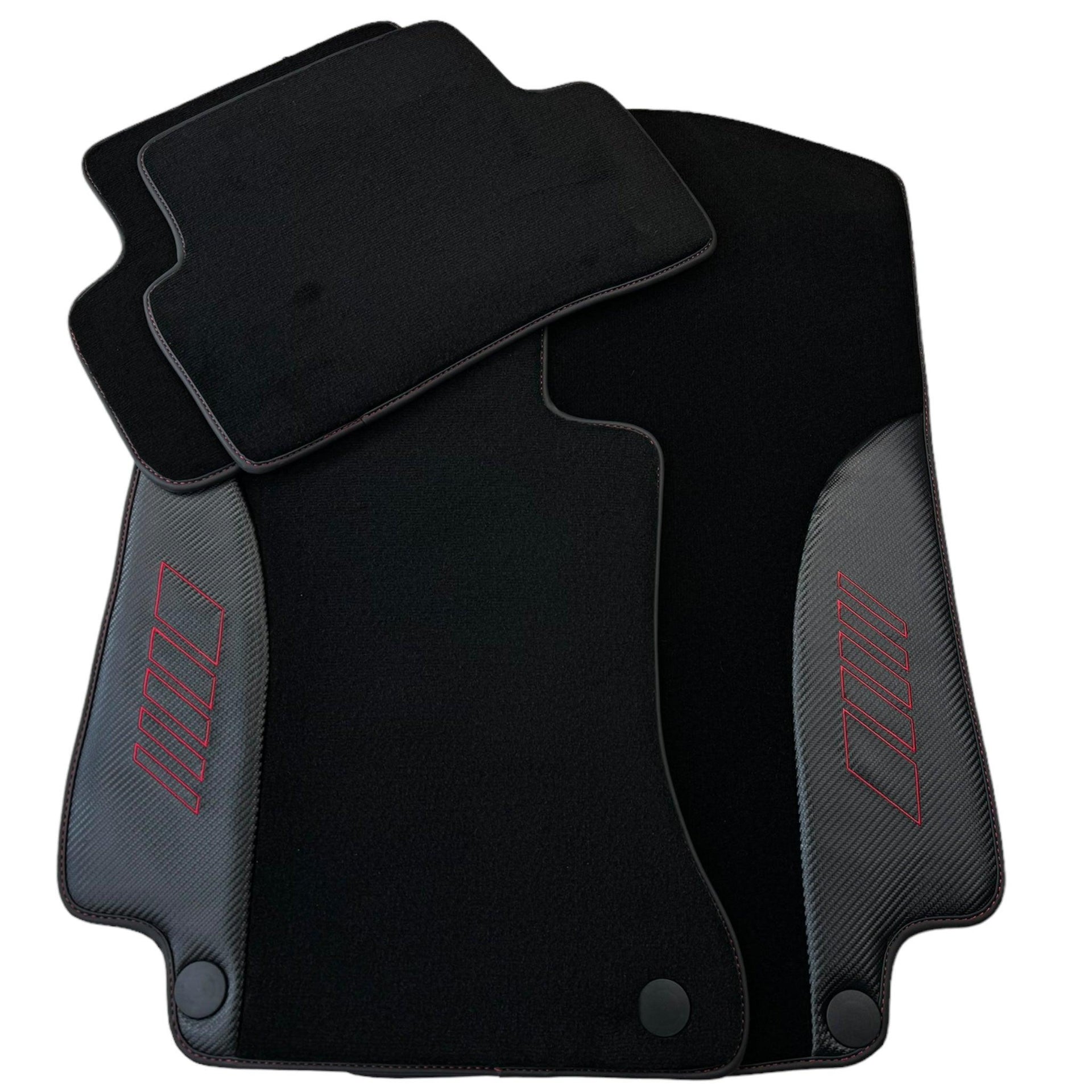 Black Floor Mats for Mercedes Benz C-Class W205 Sedan with Carbon Fiber | AutoWin Edition - AutoWin