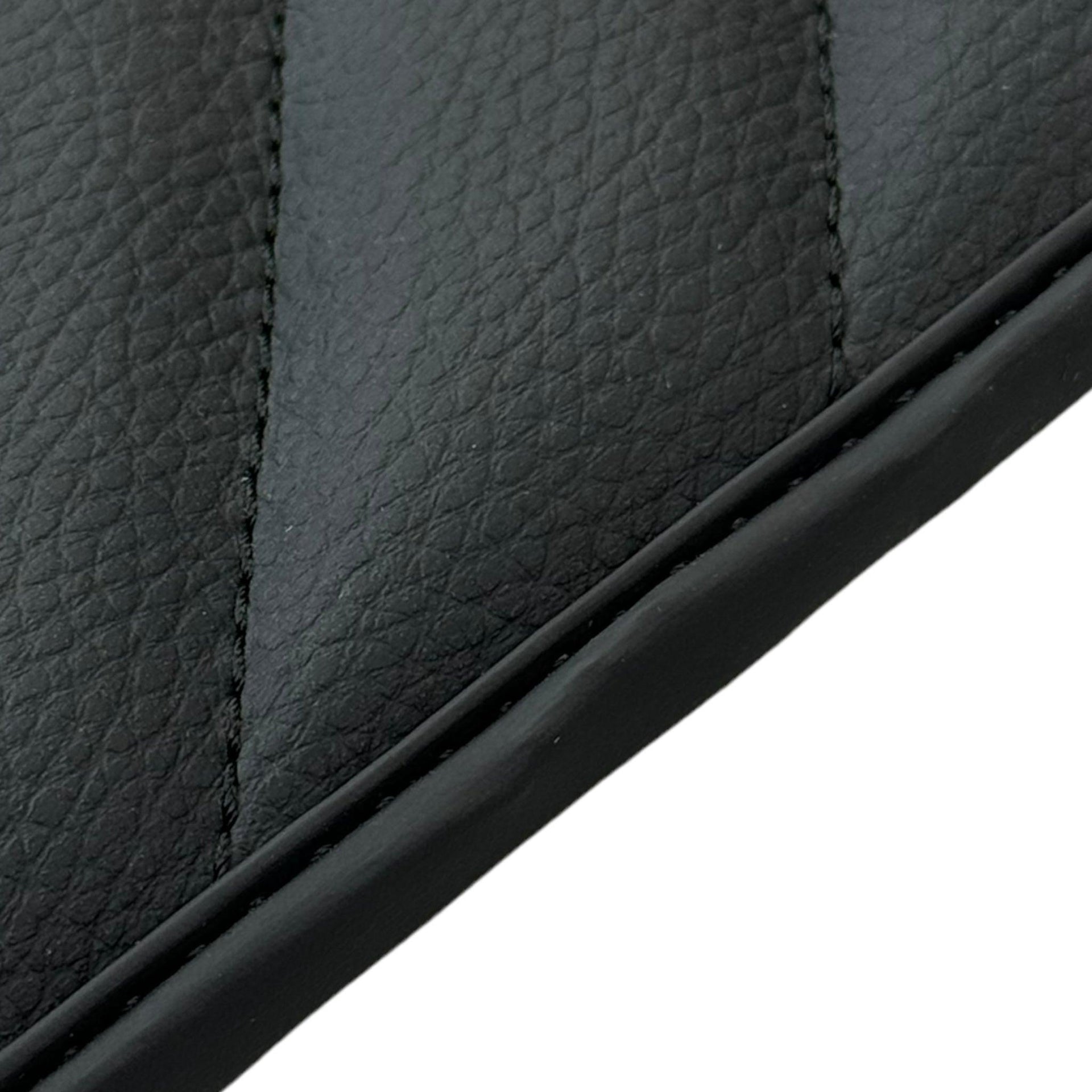 Black Leather Floor Mats for Rolls Royce Phantom Drophead Coupe (2007-2016) ER56 Design - AutoWin