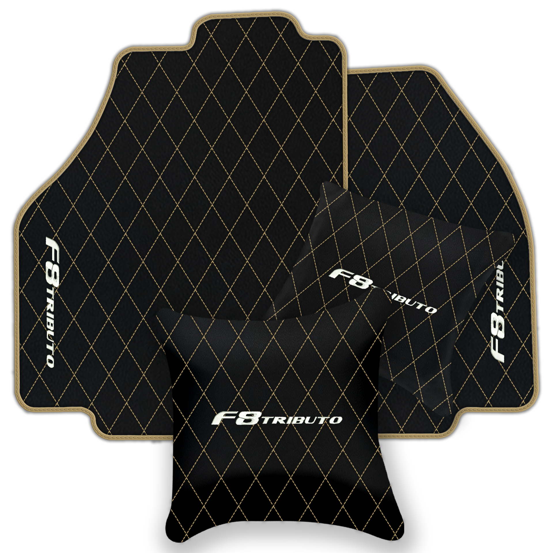 Premium Black Leather Floor Mats for Ferrari F8 Spider (2019-2023)