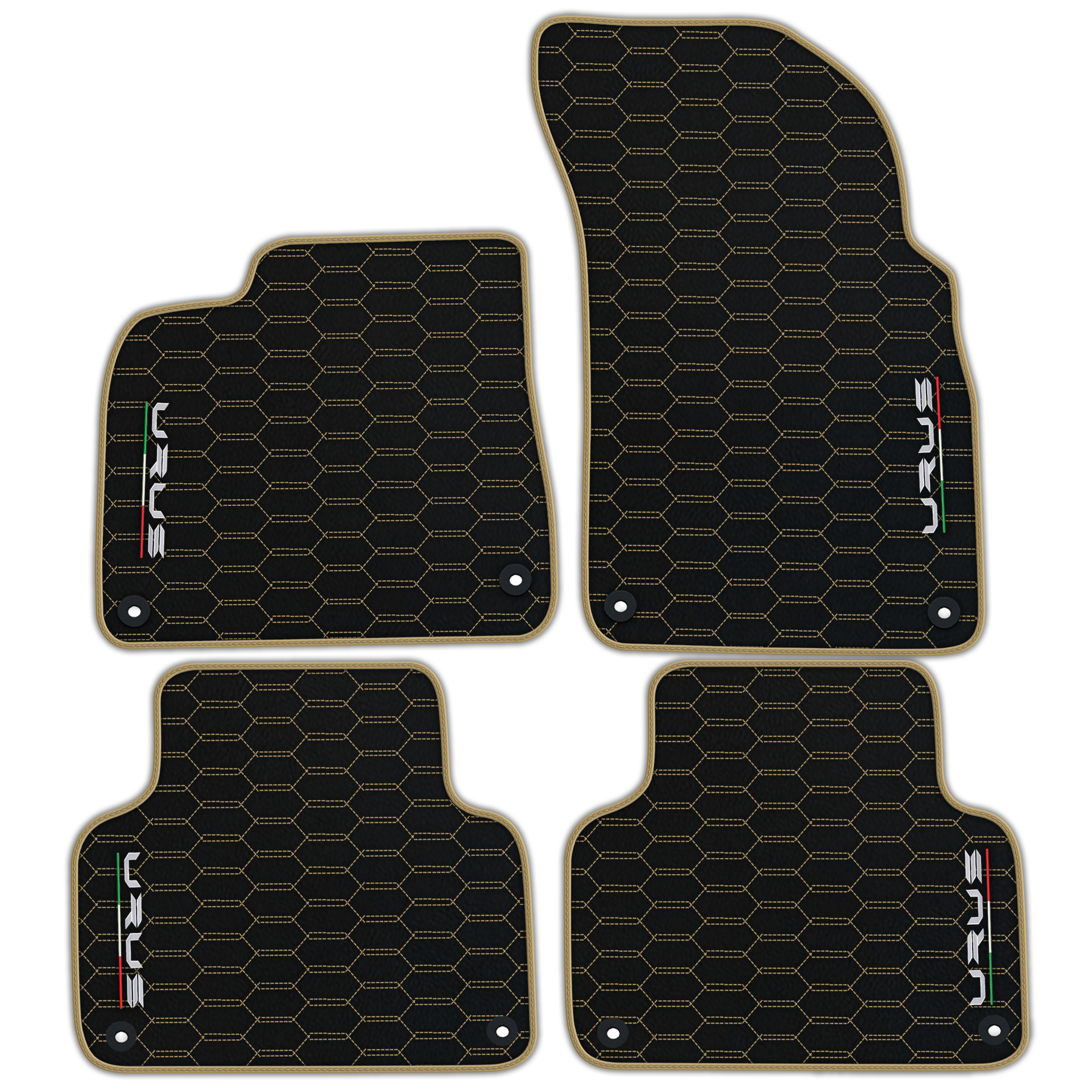 Tapis de voiture beige pour Lamborghini Urus Performante en cuir carboné - AutoWin.EU