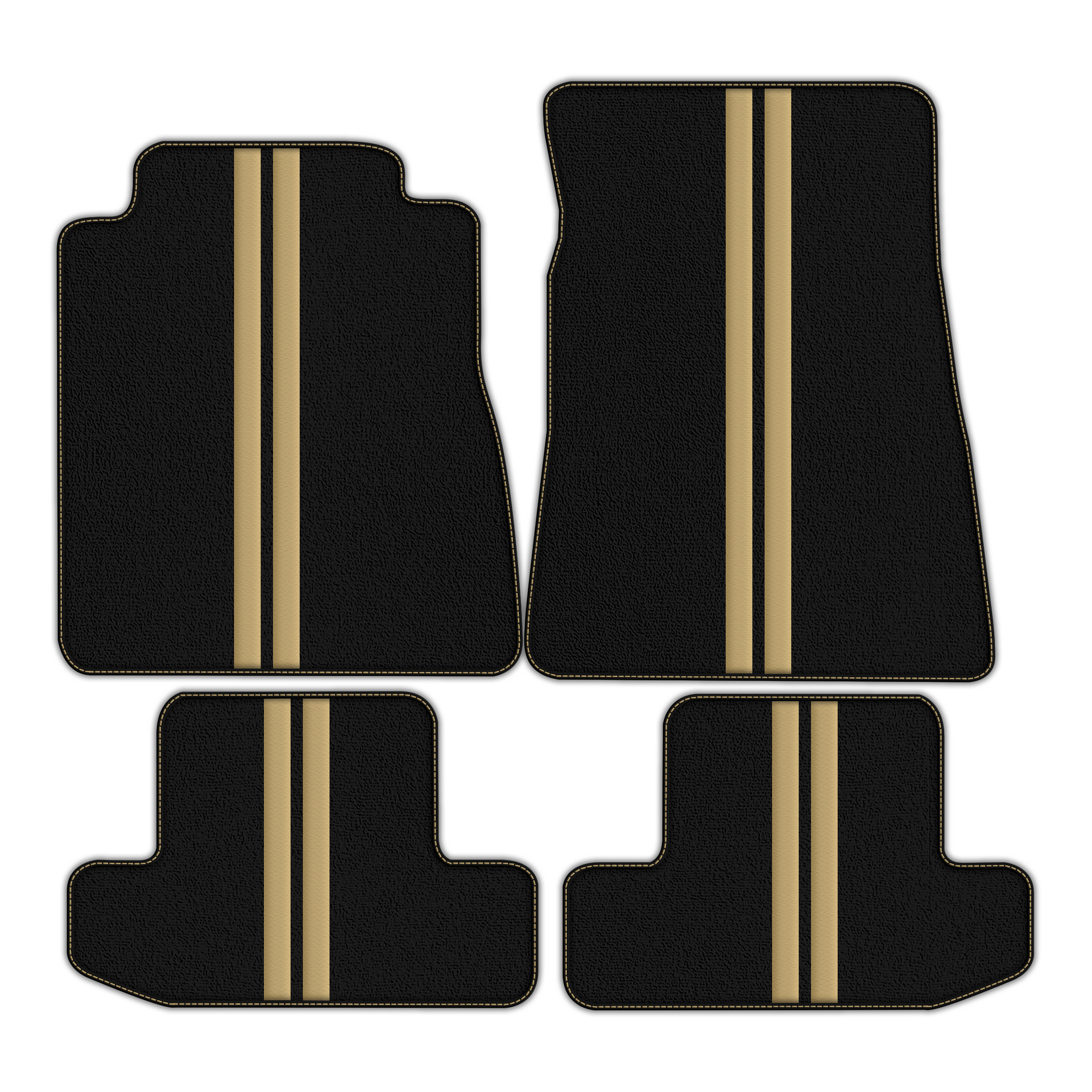 Black Floor Mats with Leather Line for Ford GT500 Shelby (2015-2021) - Various Colors