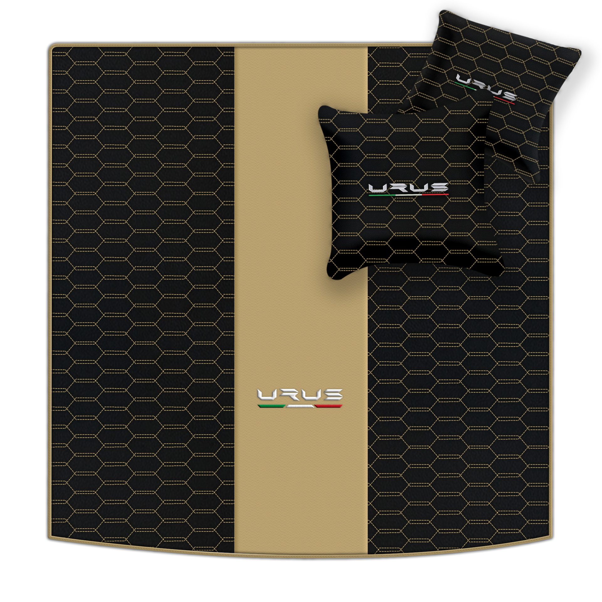 Tapis de voiture beige pour Lamborghini Urus Performante en cuir carboné - AutoWin.EU