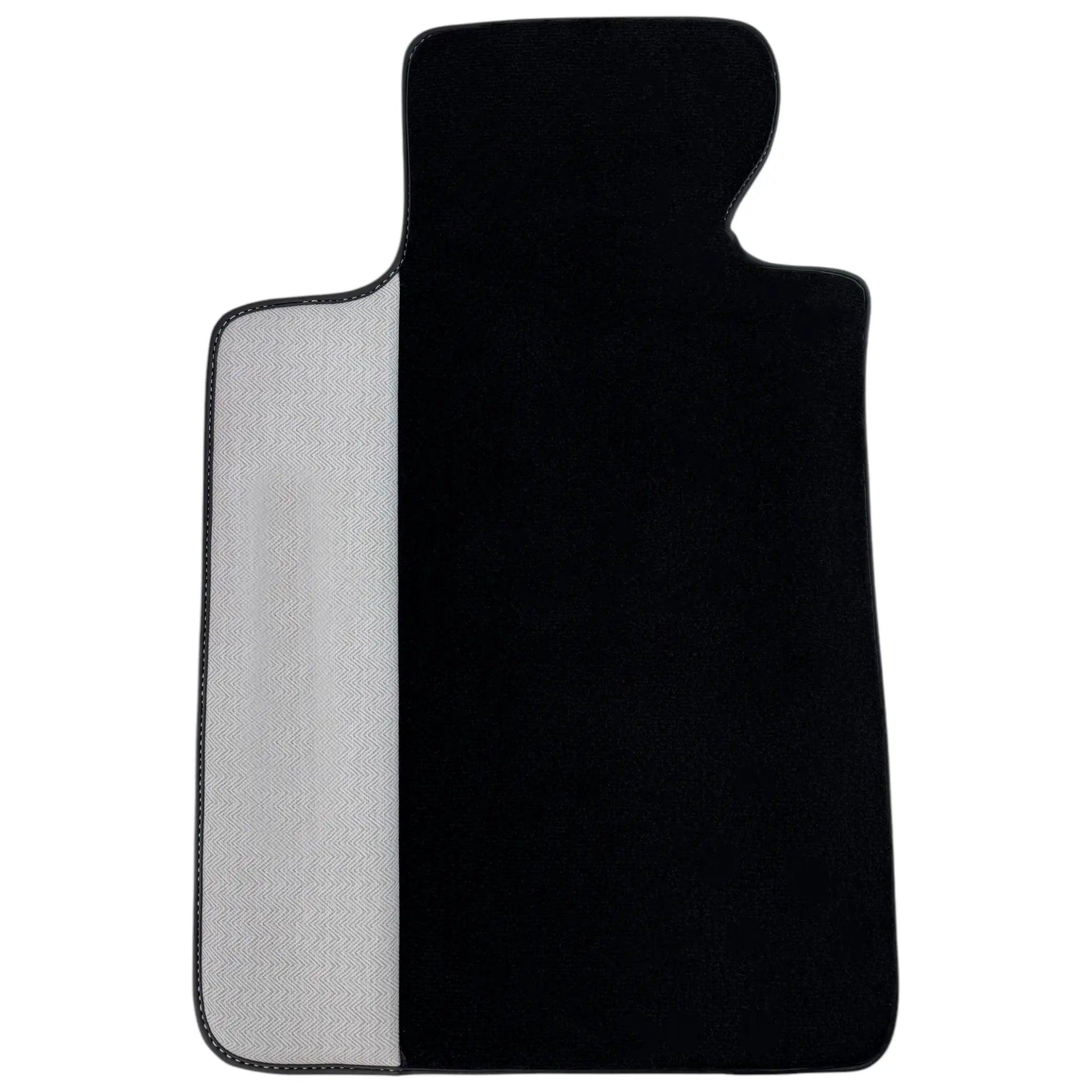 Black Floor Mats for BMW G60 (2023-2026) Sedan with Gray Leather Borders