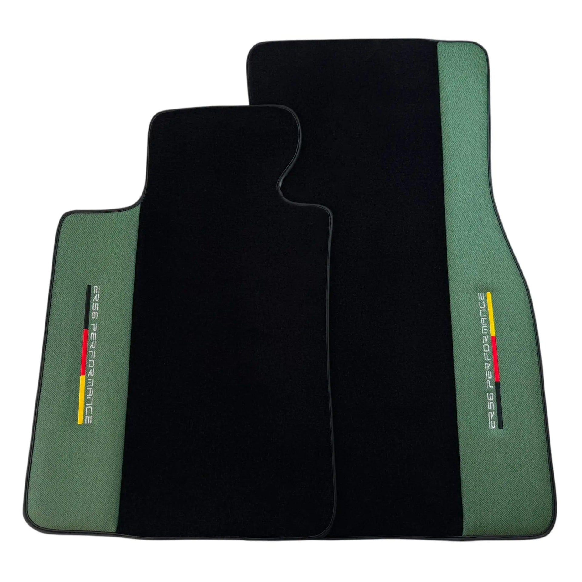 Black Floor Mats for BMW G61 (2023-2026) Touring with Green Leather ER56 Performance