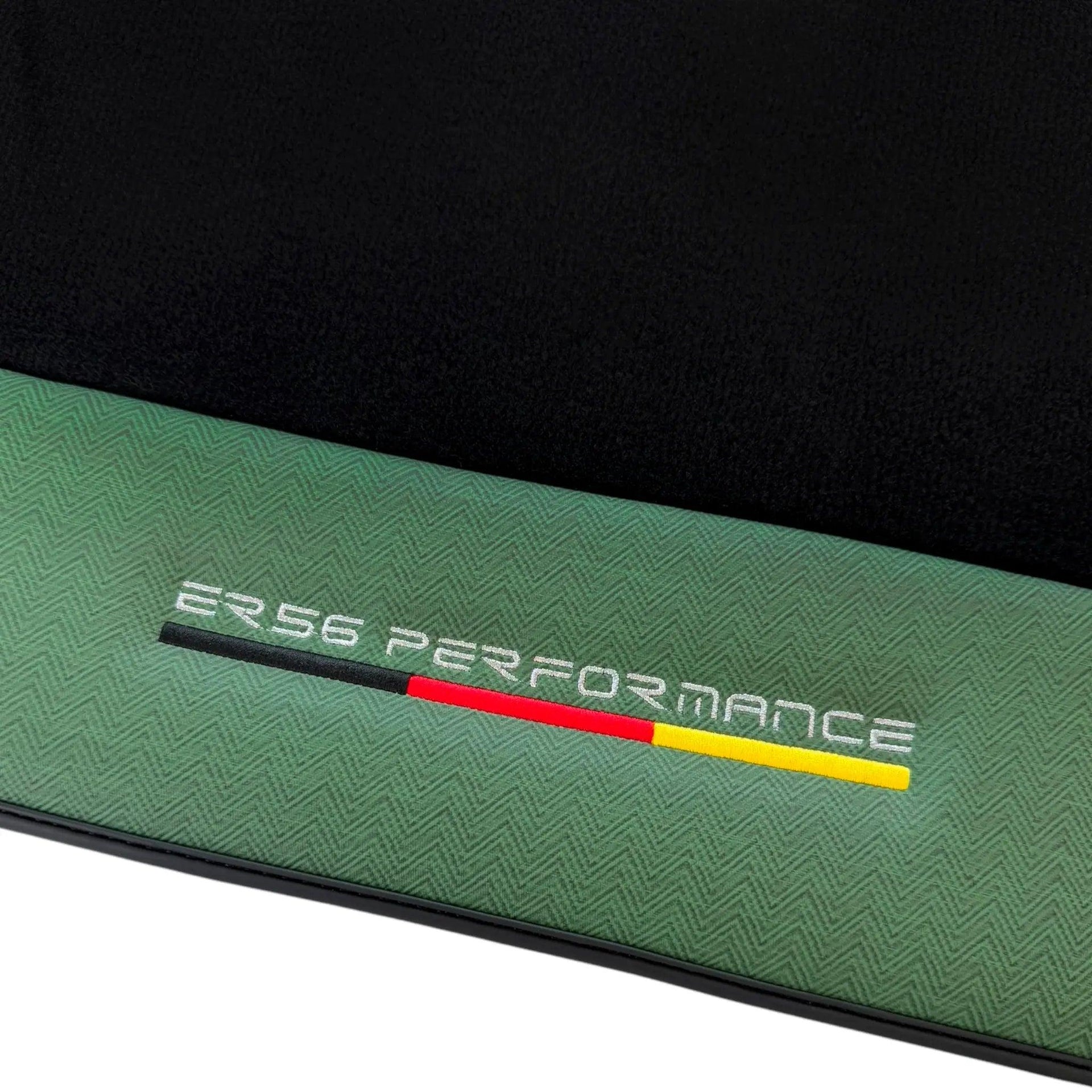 Black Floor Mats for BMW F74 Gran Coupe (2025-2026) with Green Leather ER56 Performance