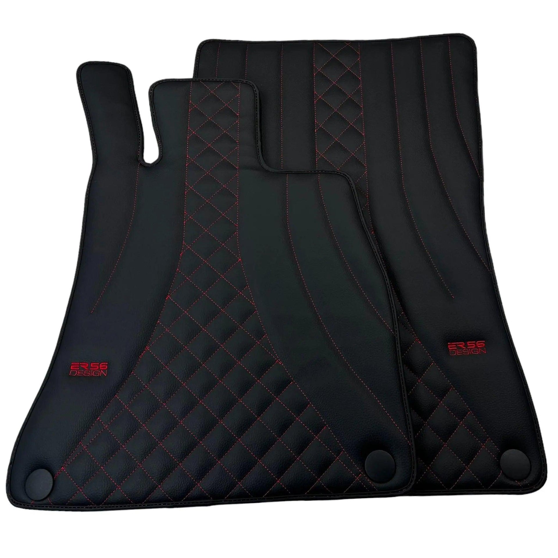 Black Leather Floor Mats For Mercedes Benz A-Class W177 Hybrid (2019-2023) | ER56 Design - AutoWin