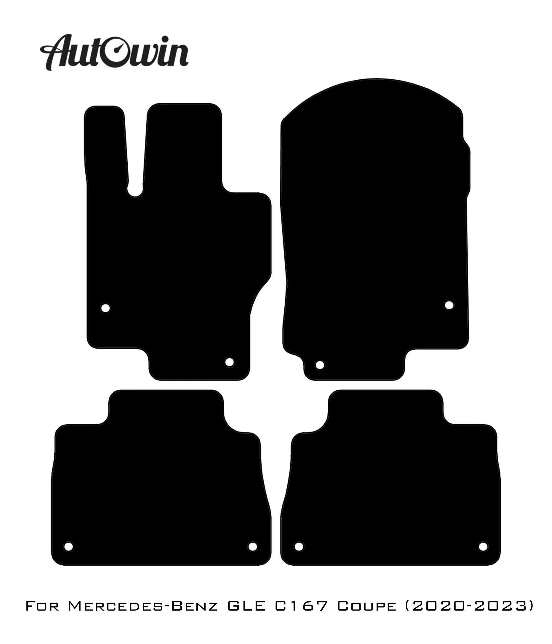 Black Leather Floor Mats For Mercedes Benz GLE-Class C167 Coupe (2020-2023) | ER56 Design - AutoWin