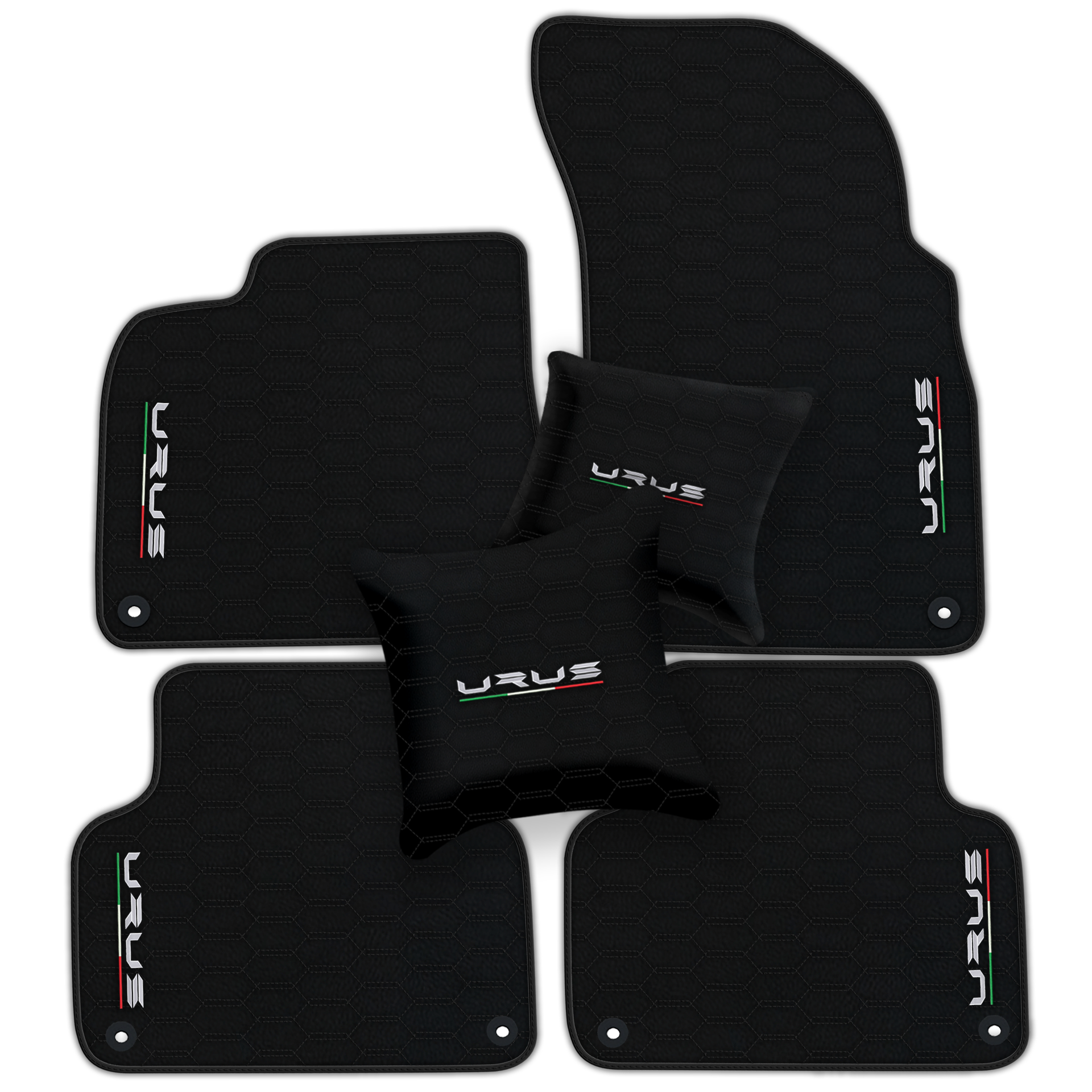 Tapis de voiture beige pour Lamborghini Urus Performante en cuir carboné - AutoWin.EU