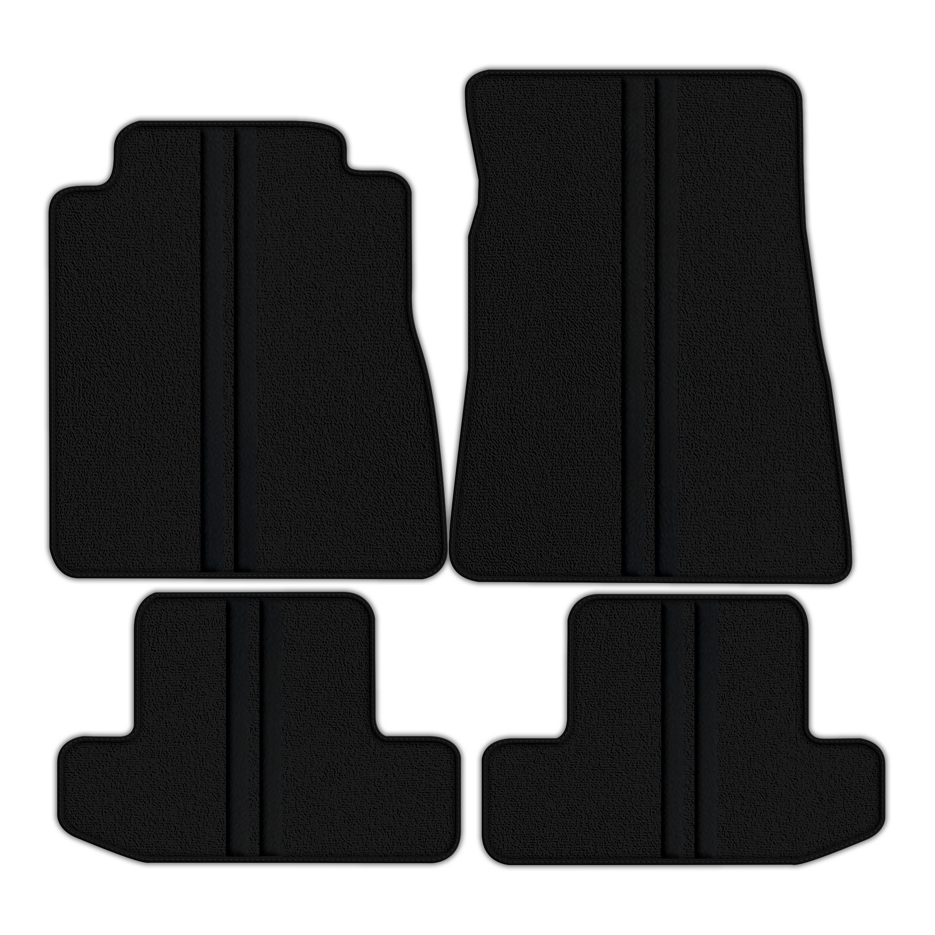 Black Floor Mats with Leather Line for Ford GT500 Shelby (2015-2021) - Various Colors