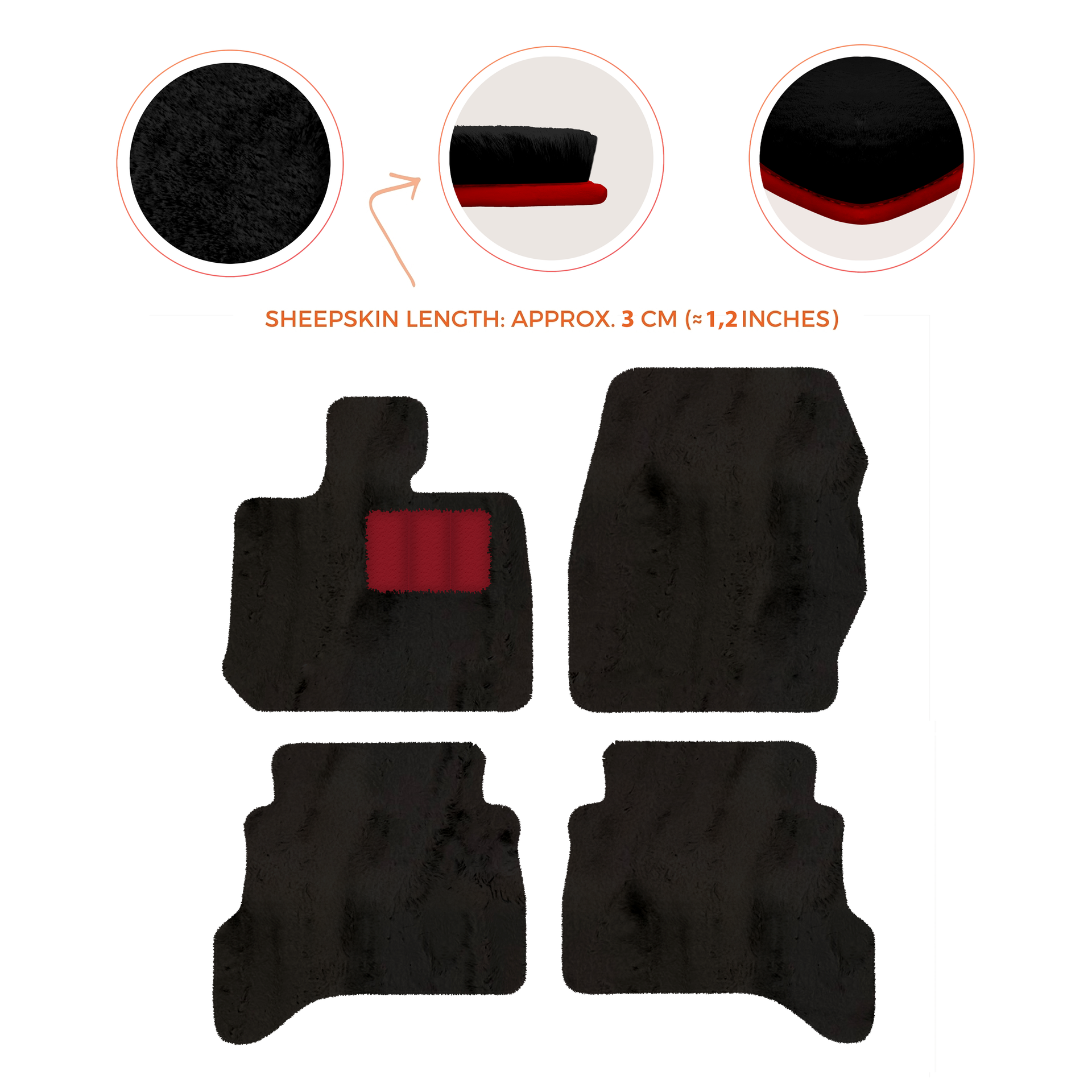 Premium Sheepskin Floor Mats for Land Rover Defender 90 (2007-2020)