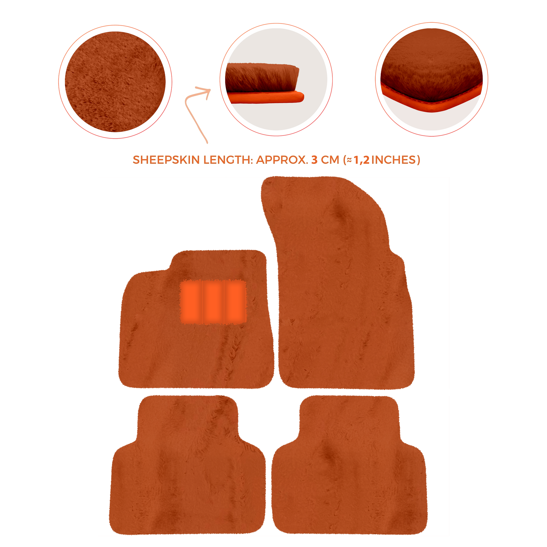 Premium Sheepskin Floor Mats for Lamborghini Countach 1974-1990