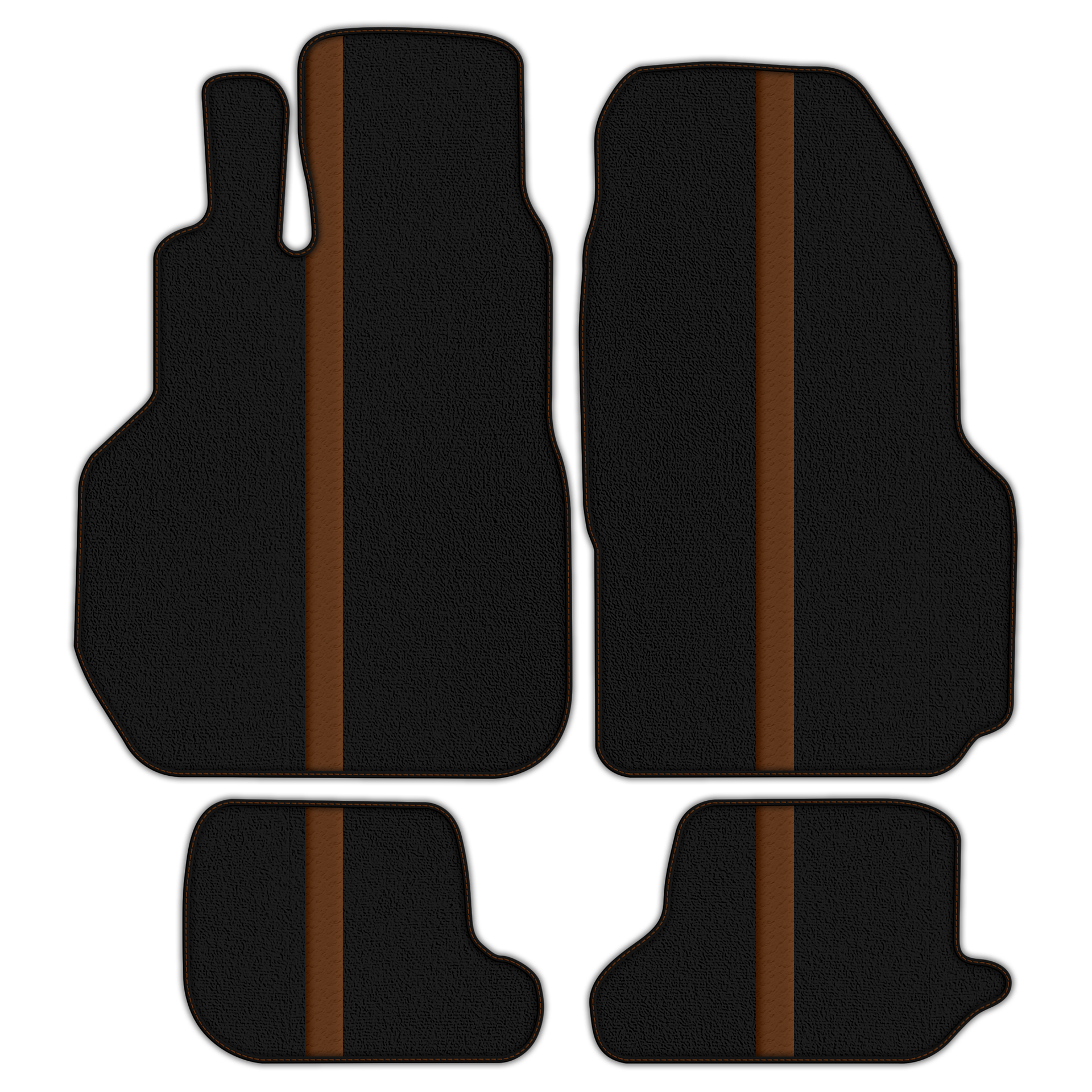 Black Floor Mats with Leather Line for Nissan GT-R (2009-2023) - Various Colors