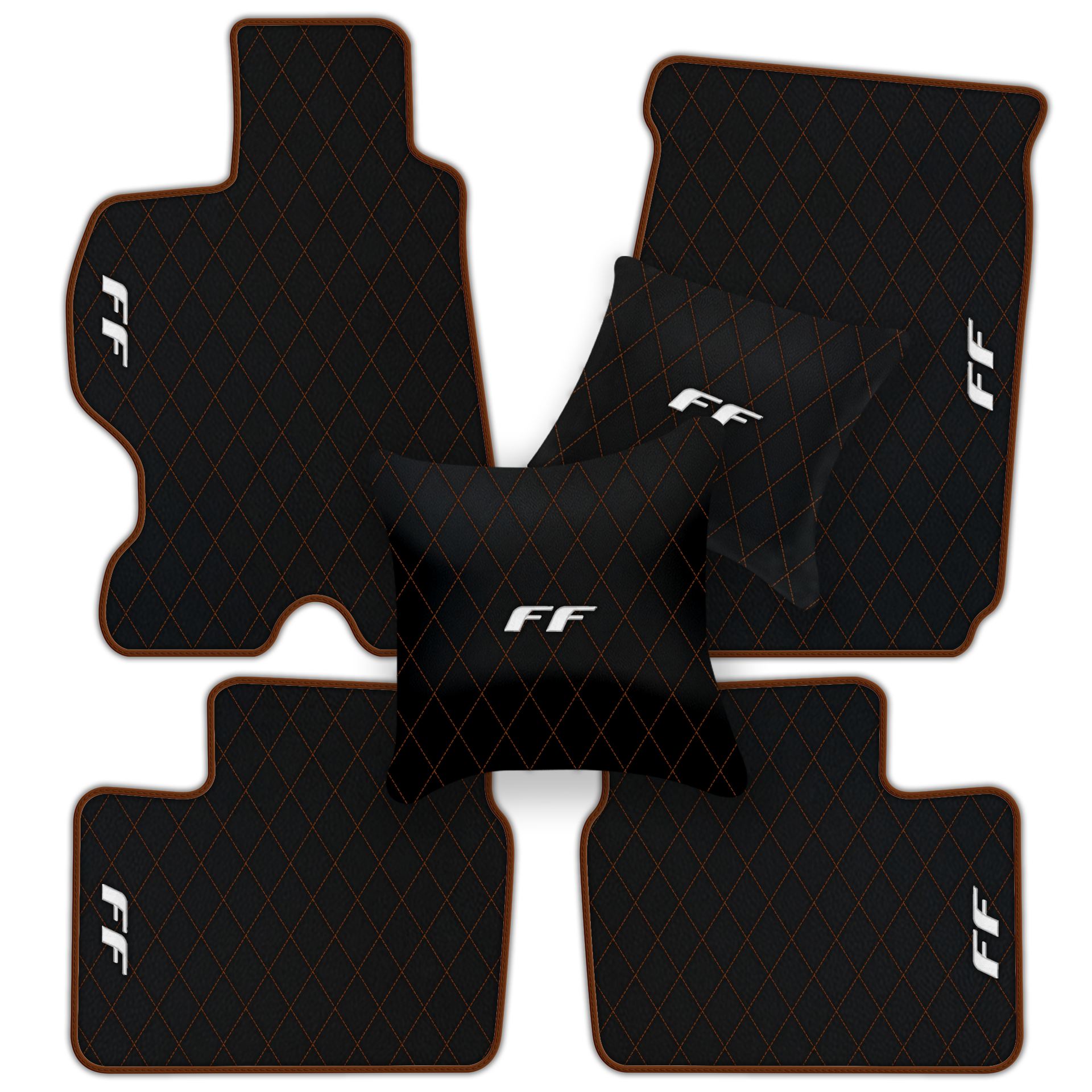 Luxury Black Leather Floor Mats for Ferrari Roma (2021-2024)