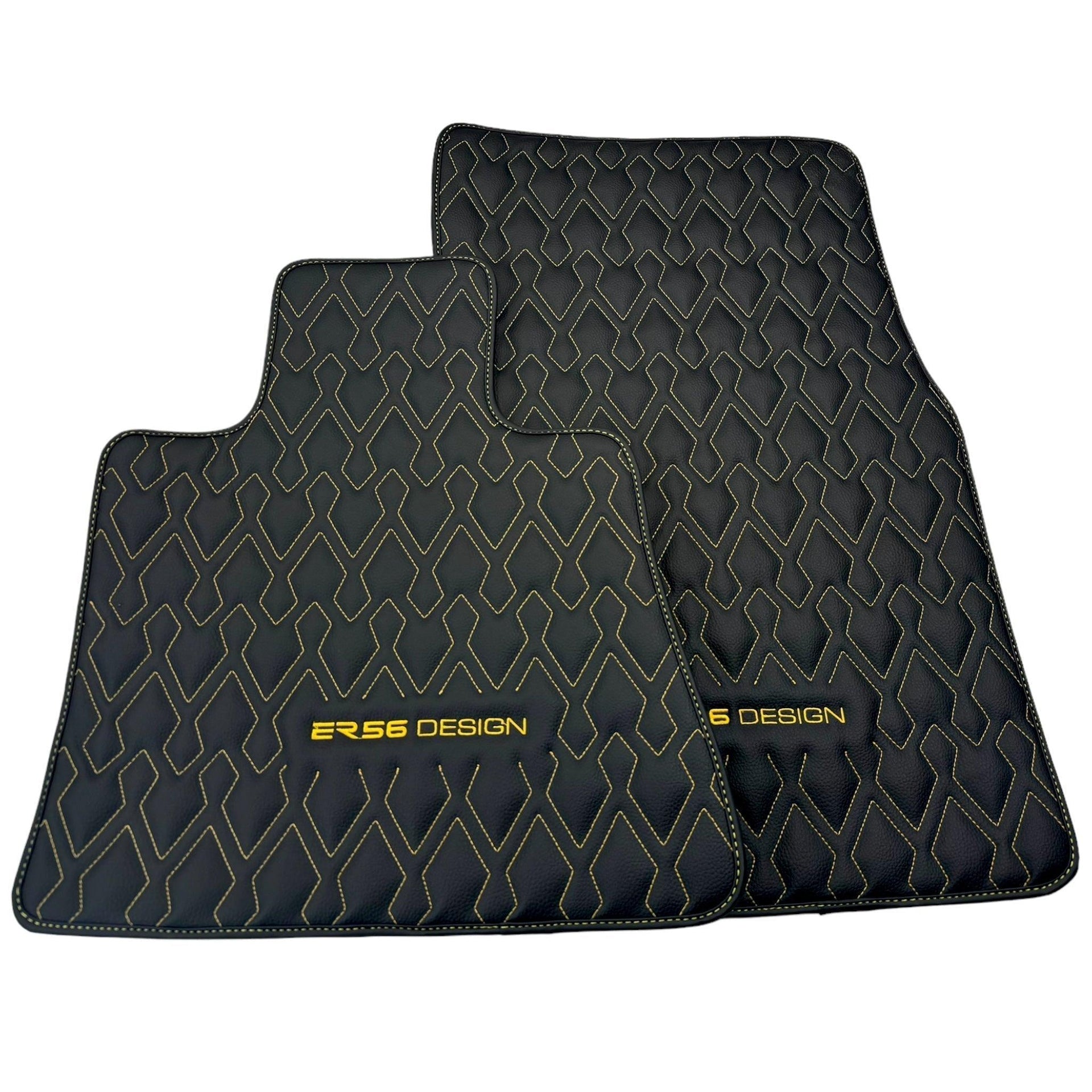 Black Leather Floor Mats for Rolls-Royce Shadow (1965-1977) ER56 Design - AutoWin