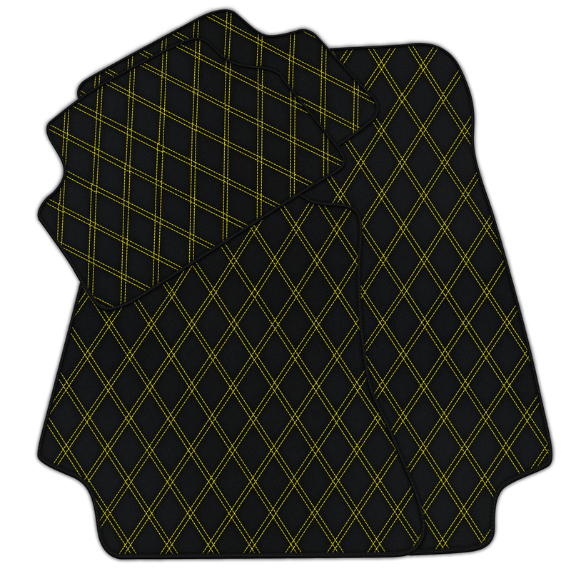 Customizable Leather Floor Mats with Double Diamond Pattern for Mercedes Benz C-Class W202 Sedan (1993-2000)