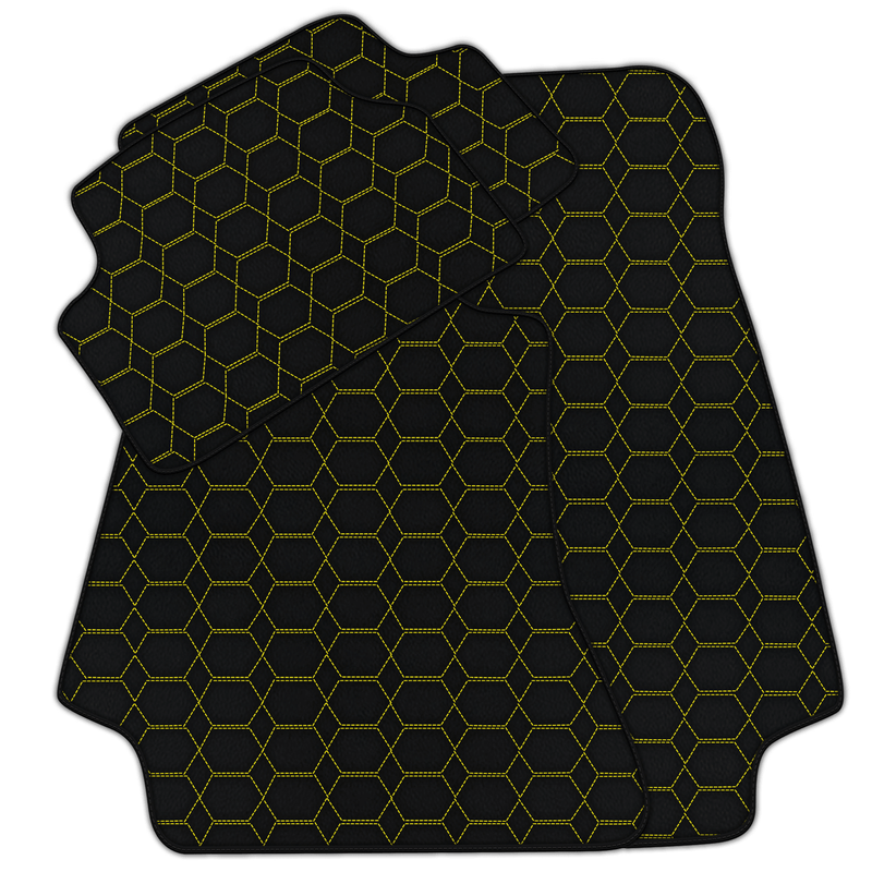 Customizable Leather Floor Mats with Hexagon Hex Pattern for Mercedes Benz E-Class W213 Sedan (2020-2023)