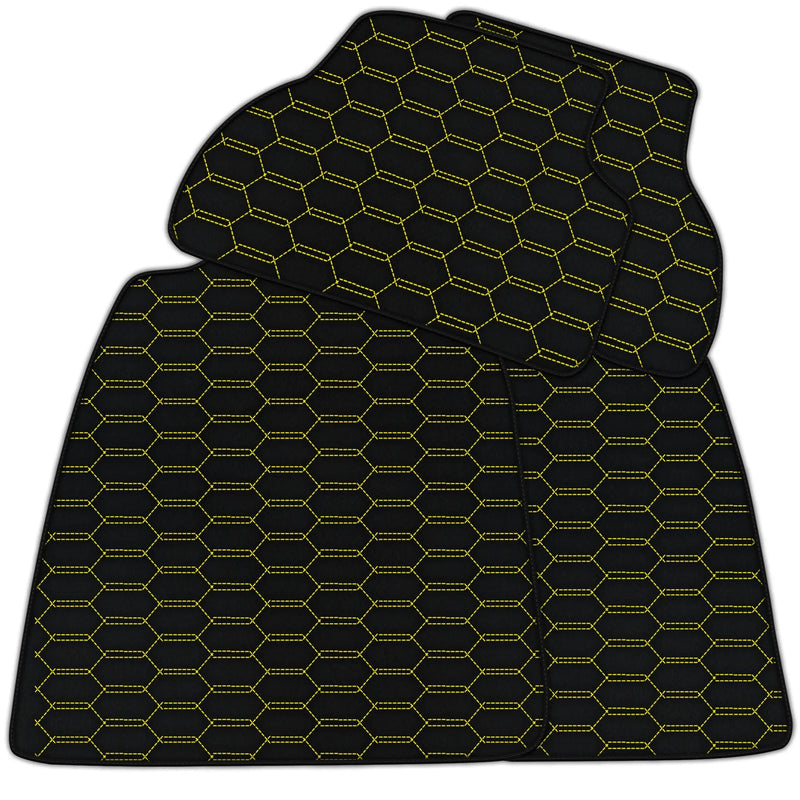 Tapis de voiture en cuir personnalisable avec motif hexagonal entrelacé pour Audi A8 D2 (1994-2002)