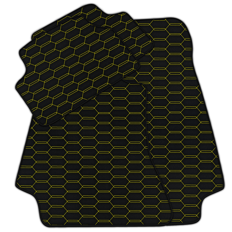 Customizable Leather Floor Mats with Interlaced Hex Pattern for Mercedes Benz C-Class W206 Sedan (2021-2023)