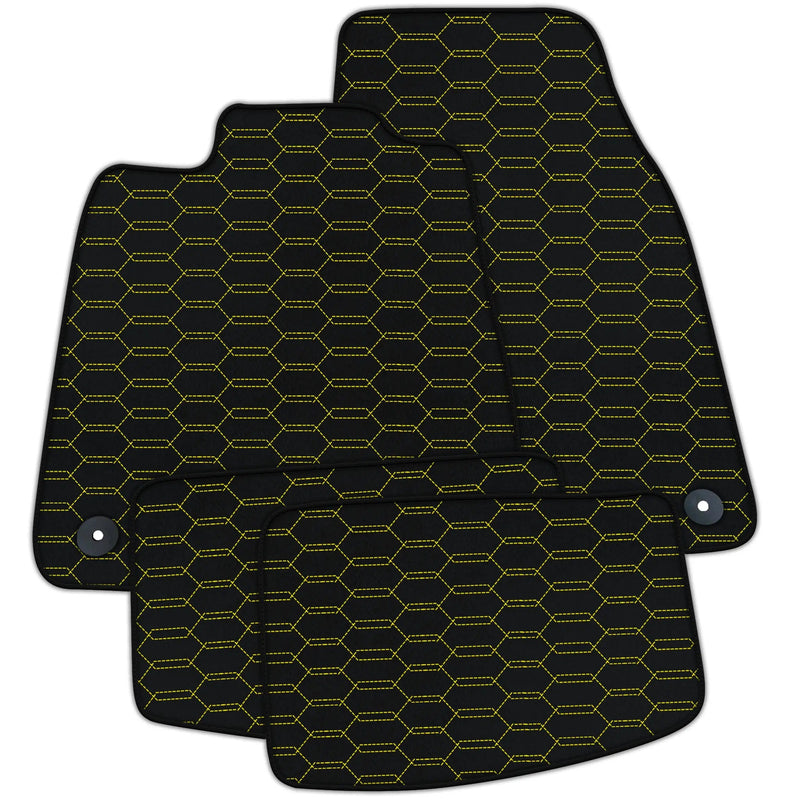 Tapis de voiture en cuir personnalisable avec motif hexagonal entrelacé pour Porsche Taycan (2020-2023)