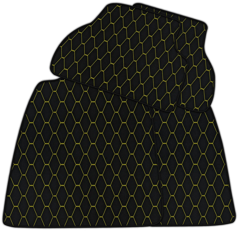 Tapis de voiture en cuir personnalisable avec motif hexagonal vertical pour Audi A6 - C5 Avant Facelift (2002-2004)