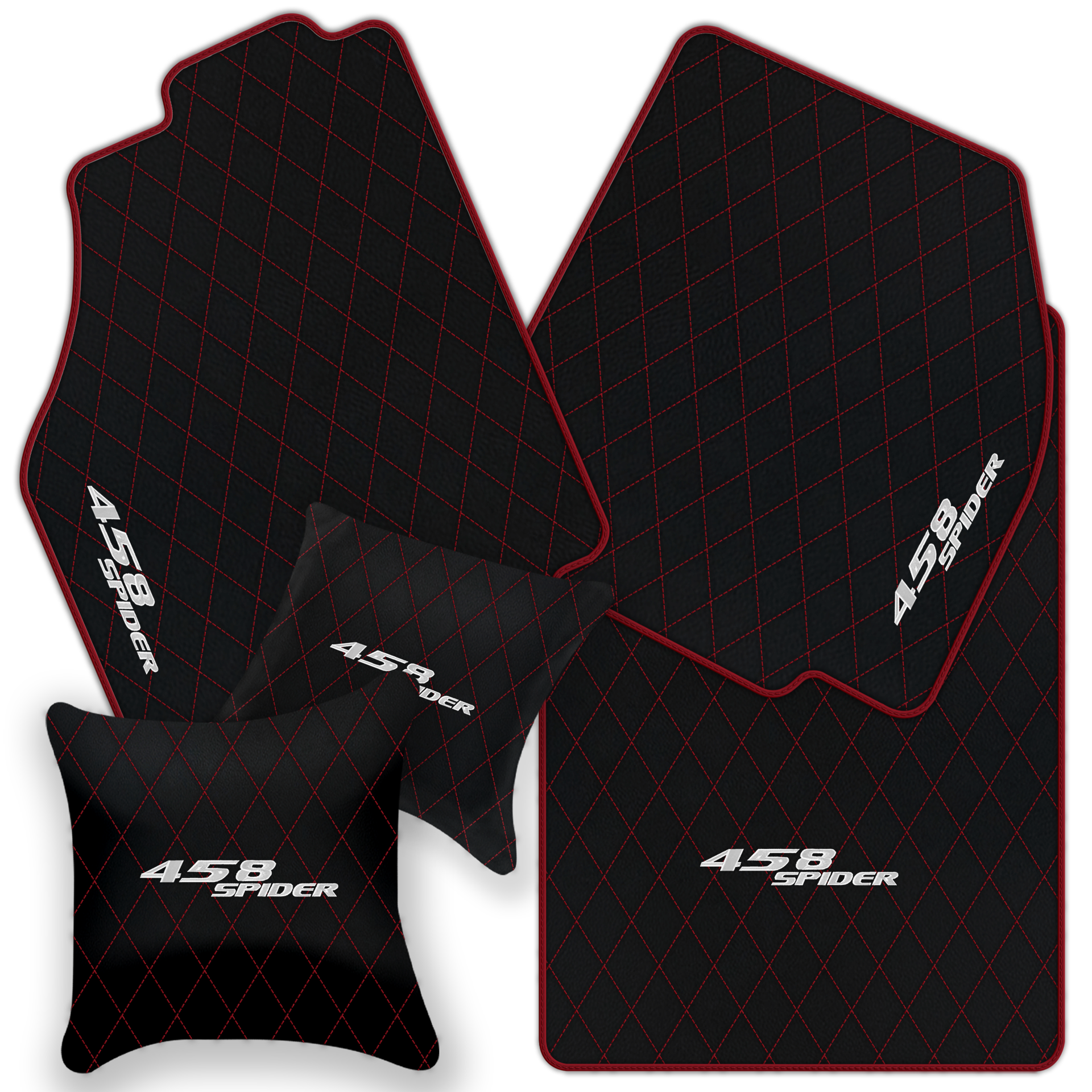 Black Leather Floor Mats for Ferrari 458 Spider (2012-2015) | Custom