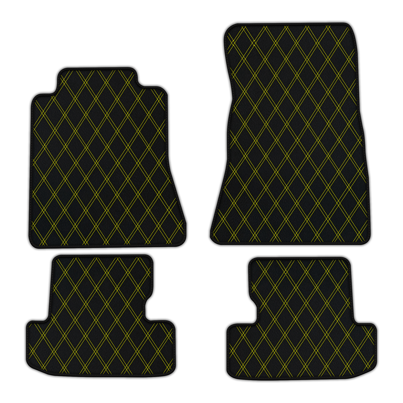 Customizable Leather Floor Mats with Double Diamond Pattern for Ford Mustang VI (2015-2023)