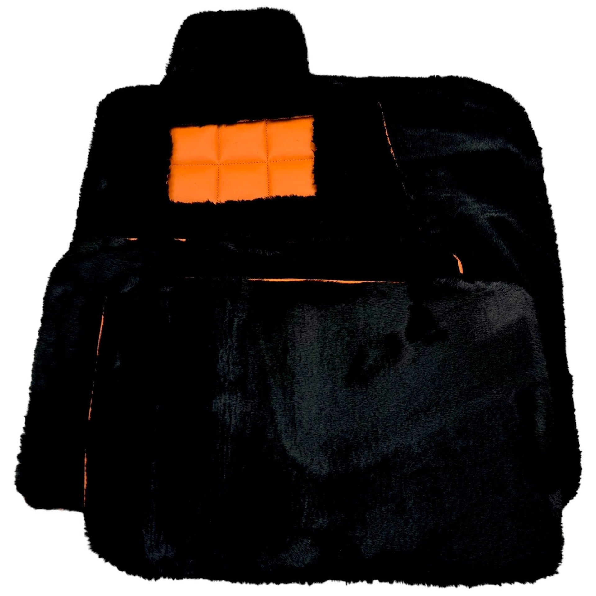 Black Sheepskin Floor Mats for Rolls-Royce Cullinan | Orange Trim - AutoWin