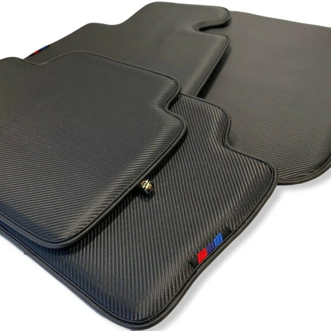 Floor Mats For BMW M5 G90 (2023-2026) Sedan Autowin Brand Carbon Fiber Leather - AutoWin