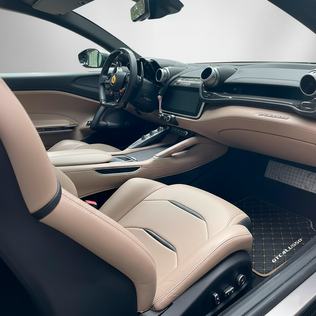 Customizable Single Diamond Pattern Floor Mats for Ferrari GTC4 Lusso (2016-2023) - AutoWin