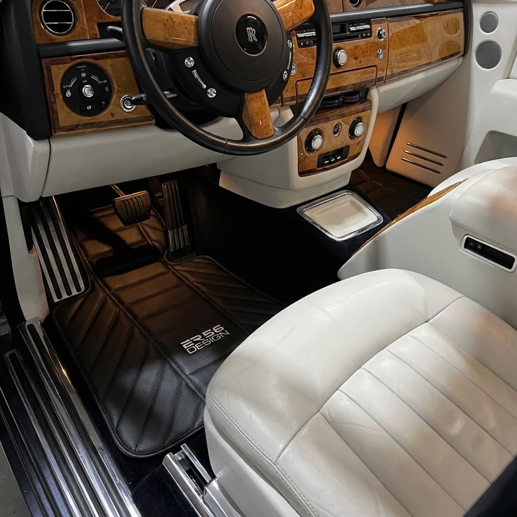 Tiff Blue Sheepskin Floor Mats for Rolls Royce Phantom VIII (2017-2024) ER56 Design Brand - ER56 Design