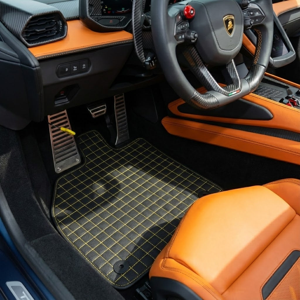 Personalisierbare Leder-Fußmatten mit Divario-Muster für Lamborghini Temerario (2025-2026) - AutoWin