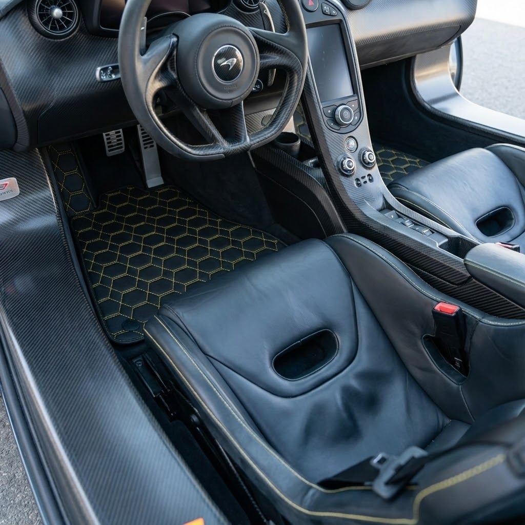 Anpassbare Fußmatten aus Teppich mit Leder für McLaren P1 (2013-2015) - AutoWin