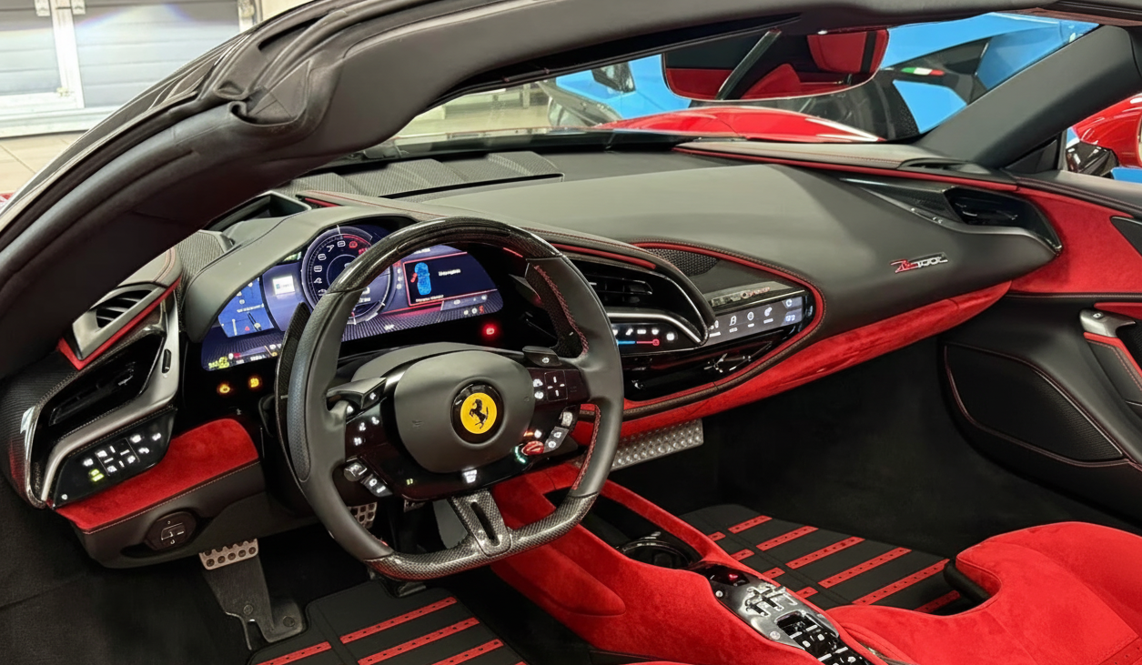 Customizable Leather Floor Mats for Ferrari SF90 Stradale (2019-2024) With Alcantara - AutoWin