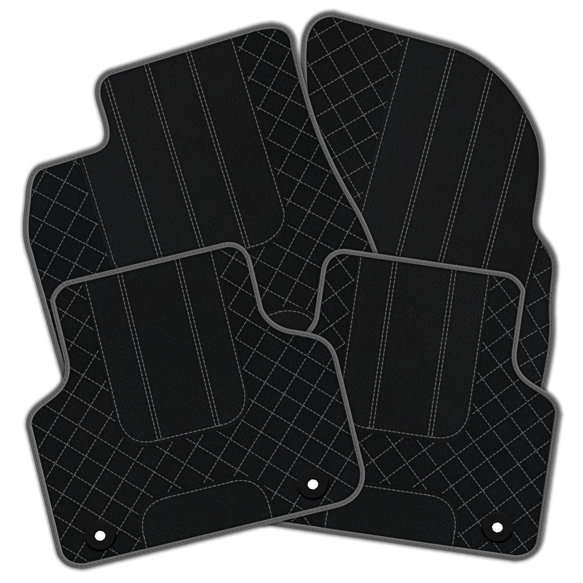 Premium Black Leather Floor Mats for Rolls Royce Shadow (1965-1977)