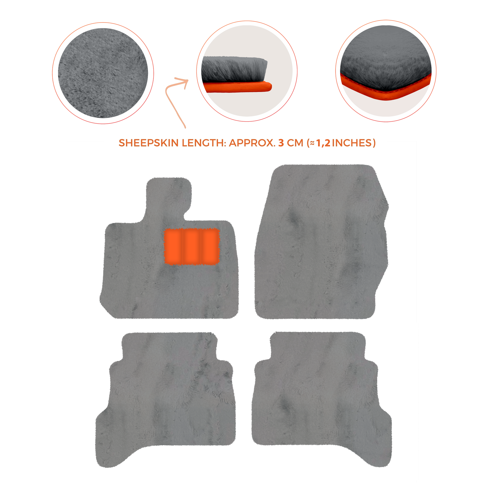 Premium Sheepskin Floor Mats for Land Rover Defender 90 (2007-2020)