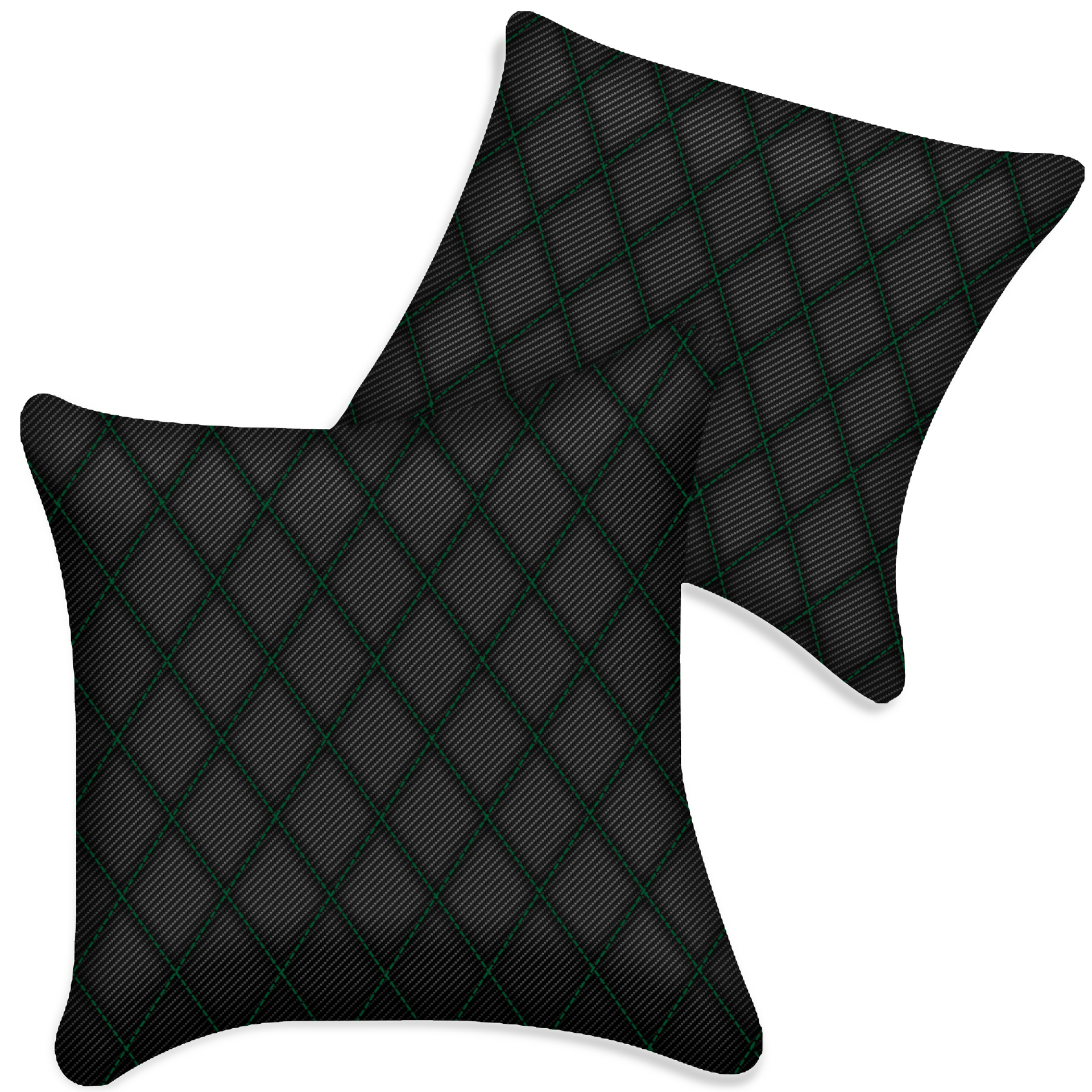 Customizable Black Carbon Fiber Pillows Set of 2 for All Vehicles | Single Diamond Pattern