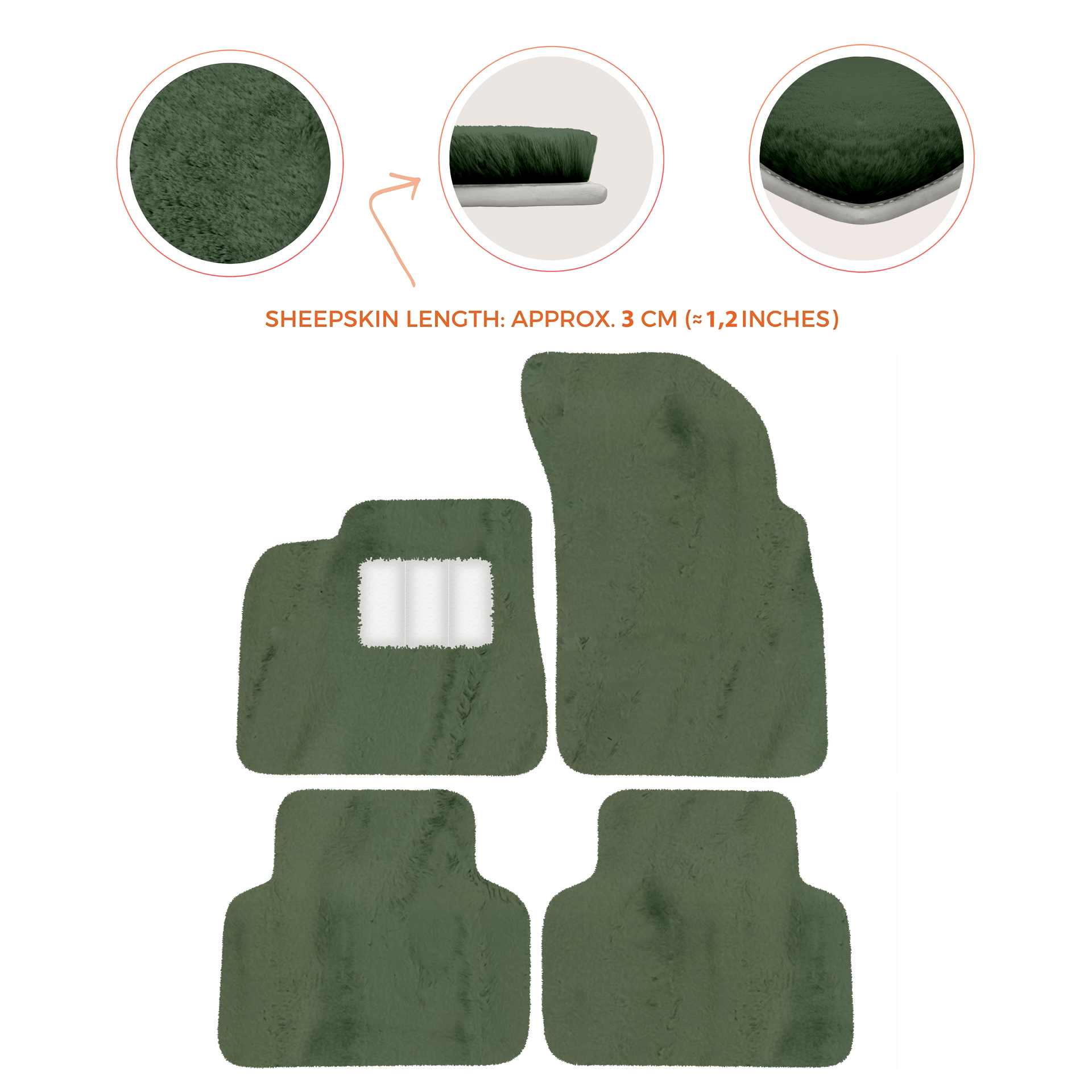 Premium Sheepskin Floor Mats for Lamborghini Countach 1974-1990