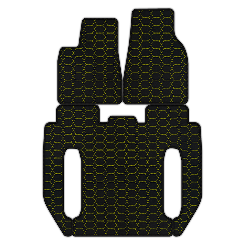 Anpassbare Leder-Fußmatten mit Sechseck-Muster für Tesla Model X – 6 Sitze (2016–2025)