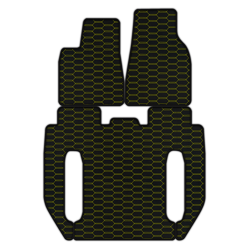 Anpassbare Lederfußmatten mit verflochtenem Sechseckmuster für Tesla Model X – 6 Sitze (2016–2025)