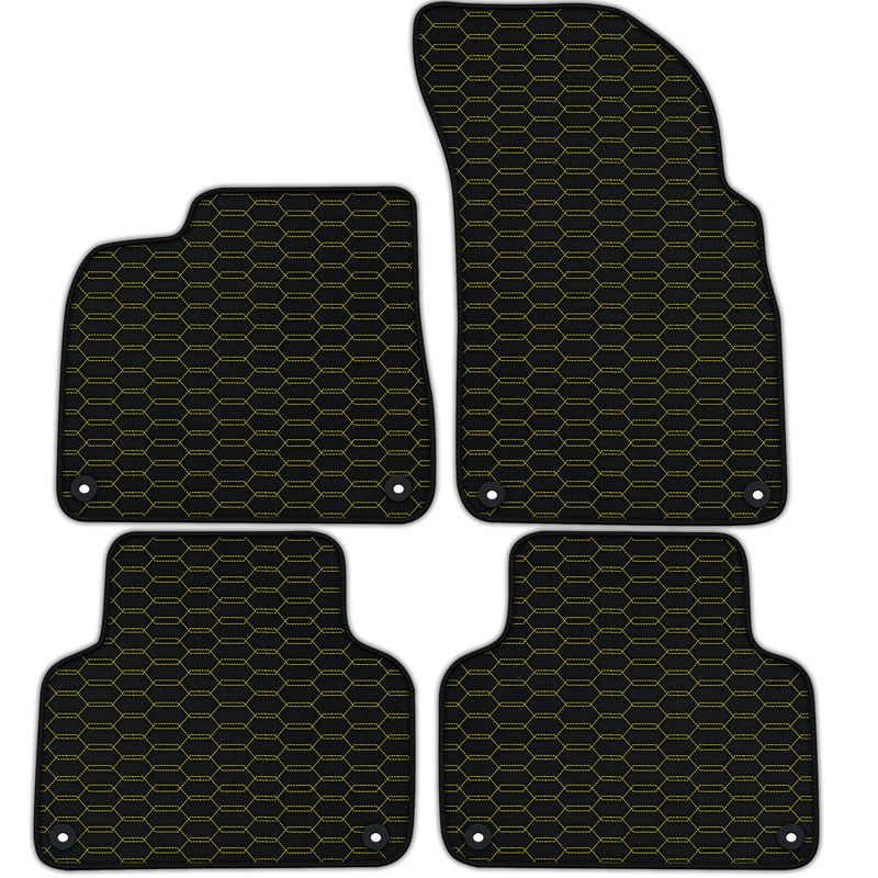Tapis de voiture en cuir personnalisables avec motif hexagonal entrelacé pour Audi Q7 4L (2006-2015)