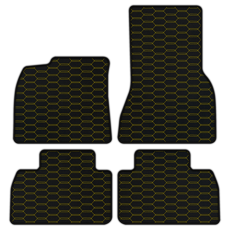 Customizable Leather Floor Mats with Interlaced Hex Pattern for Porsche Macan EV (2024-2026) Electric SUV