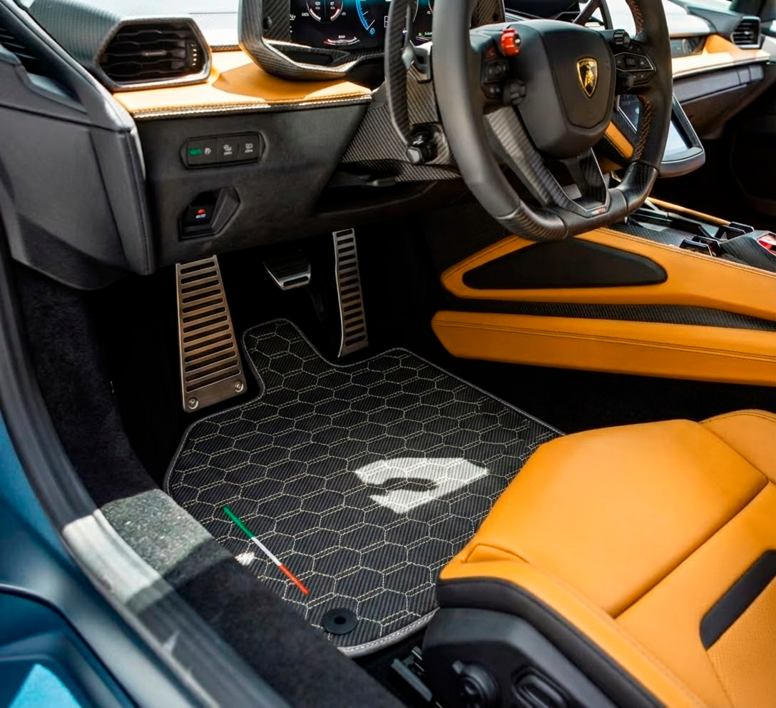 Personalisierbare Leder-Fußmatten mit Divario-Muster für Lamborghini Temerario (2025-2026) - AutoWin