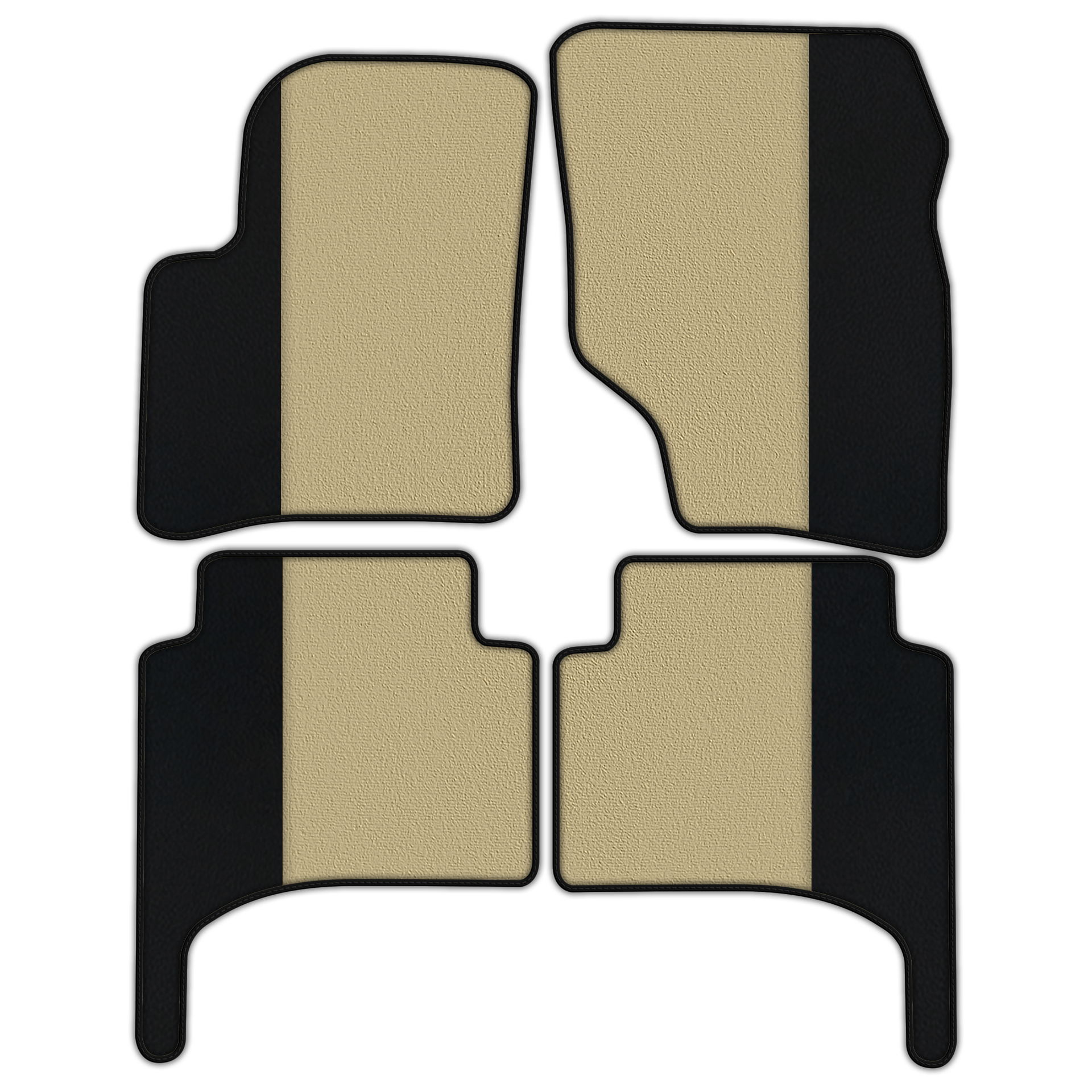 Black Floor Mats for Porsche Cayenne (2003-2010) with Green Leather ER56 Design - ER56 Design